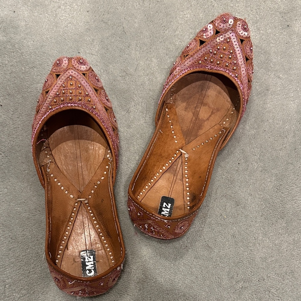 CMZ genuine leather handmade slides size 7